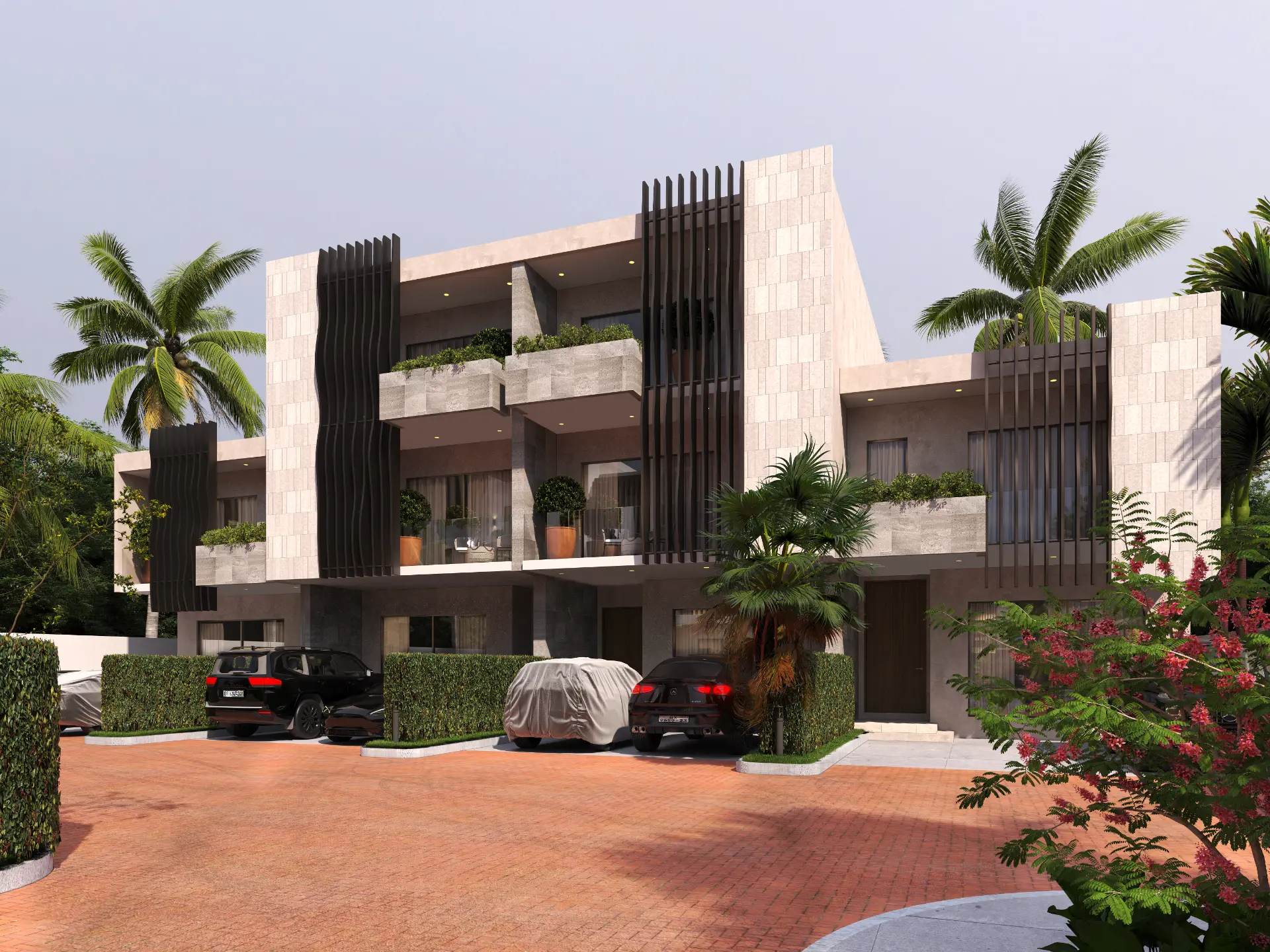Brickstone luxury townhouses in Accra by day